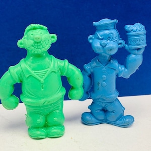 POPEYE SAILOR MAN toy figures Bluto green blue rubber resin 1980 prizes collectible memorabilia