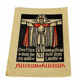 HOLY PRAYER CARD vintage Catholic Christian Jesus Christ Mary God paper antique ephemera church gift decor 1953 Germany Alleluja Gottes