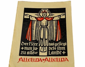 HOLY PRAYER CARD Vintage katholischen Christian Christ Christus Christus Maria Gott Papier antike Ephemera Kirche Geschenk Dekor 1953 Deutschland Alleluja Gottes