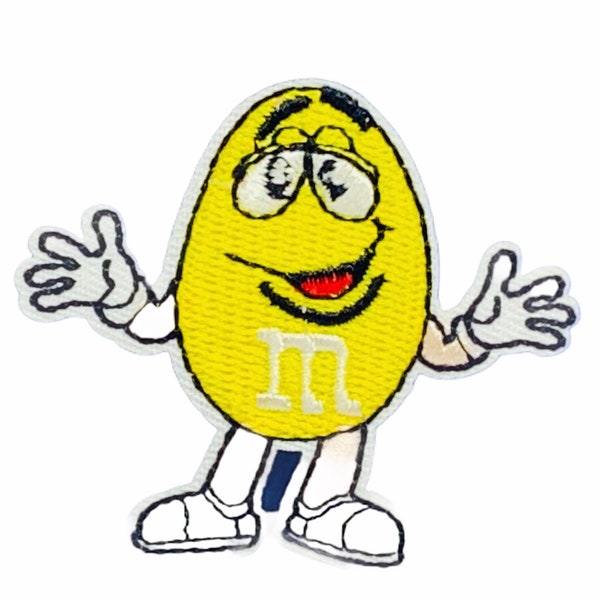 M&Ms CANDY PATCH YELLOW vintage sew on jacket memorabilia collectible emblem logo movie commercial vtg quantity Mars wrigley