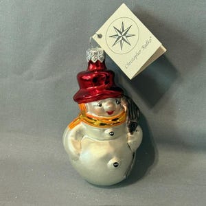 Vintage Christopher Radko Glass Ornament Christmas Little Gems Frosty Snowman A3