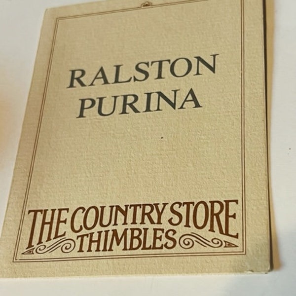 Franklin Mint Thimble Country Store COA id CARD ONLY ad sign Ralston Purina cat