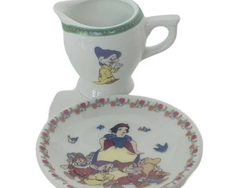 Disney Snow White Seven Dwarf Miniature figurine Schylling Dopey Cup Saucer vtg