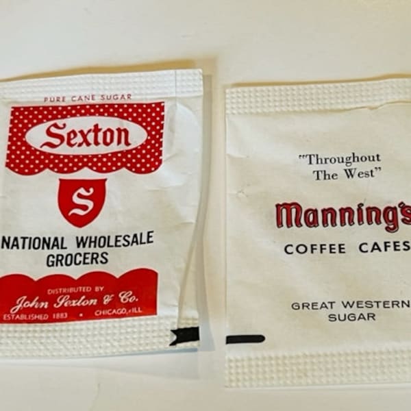 Dixie GW Sugar Packet LOT Ephemera 1960s Hotel Mannings Cafe Sexton Chicago vtg