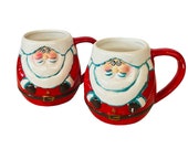 Santa Claus Coffee Mugs Cups vtg Enesco Christmas Holiday figurine noel beard