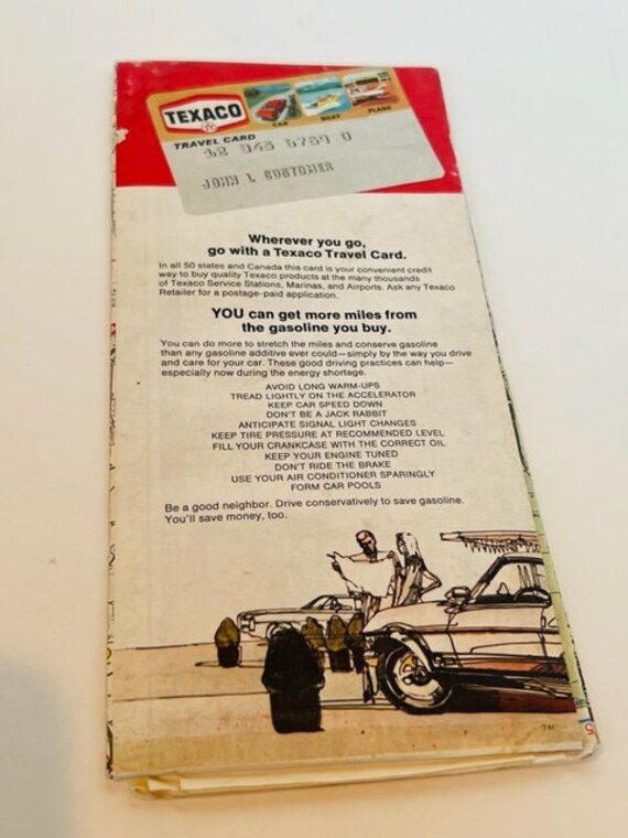 Texaco Star Vintage Road Map 1960s to 1970s Gas Station Oil Corner 