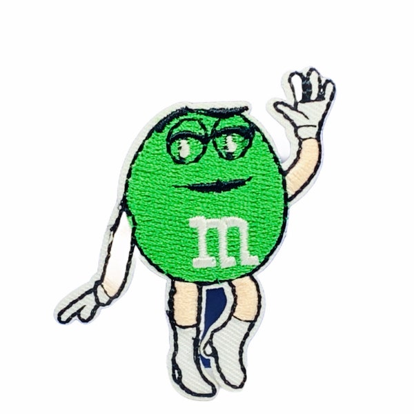 M&Ms CANDY PATCH GREEN vintage sew on jacket memorabilia collectible emblem logo movie commercial vtg quantity Mars wrigley