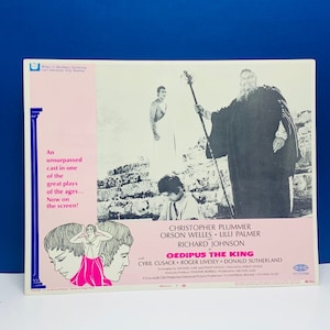 LOBBY CARD POSTER vintage 1968 cine teatro recuerdos 14X11 pared arte papel efímera mcm Edipo el Rey Christopher Plummer AC1