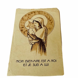 HOLY PRAYER CARD vintage Catholic Christian Jesus Christ Mary God paper antique ephemera church gift museum 1947 baby mon bien aime suis lui