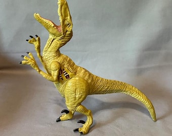 Figura vintage de Jurassic Park, juguete de dinosaurio, Mattel, Velociraptor, Raptor, costilla lesionada