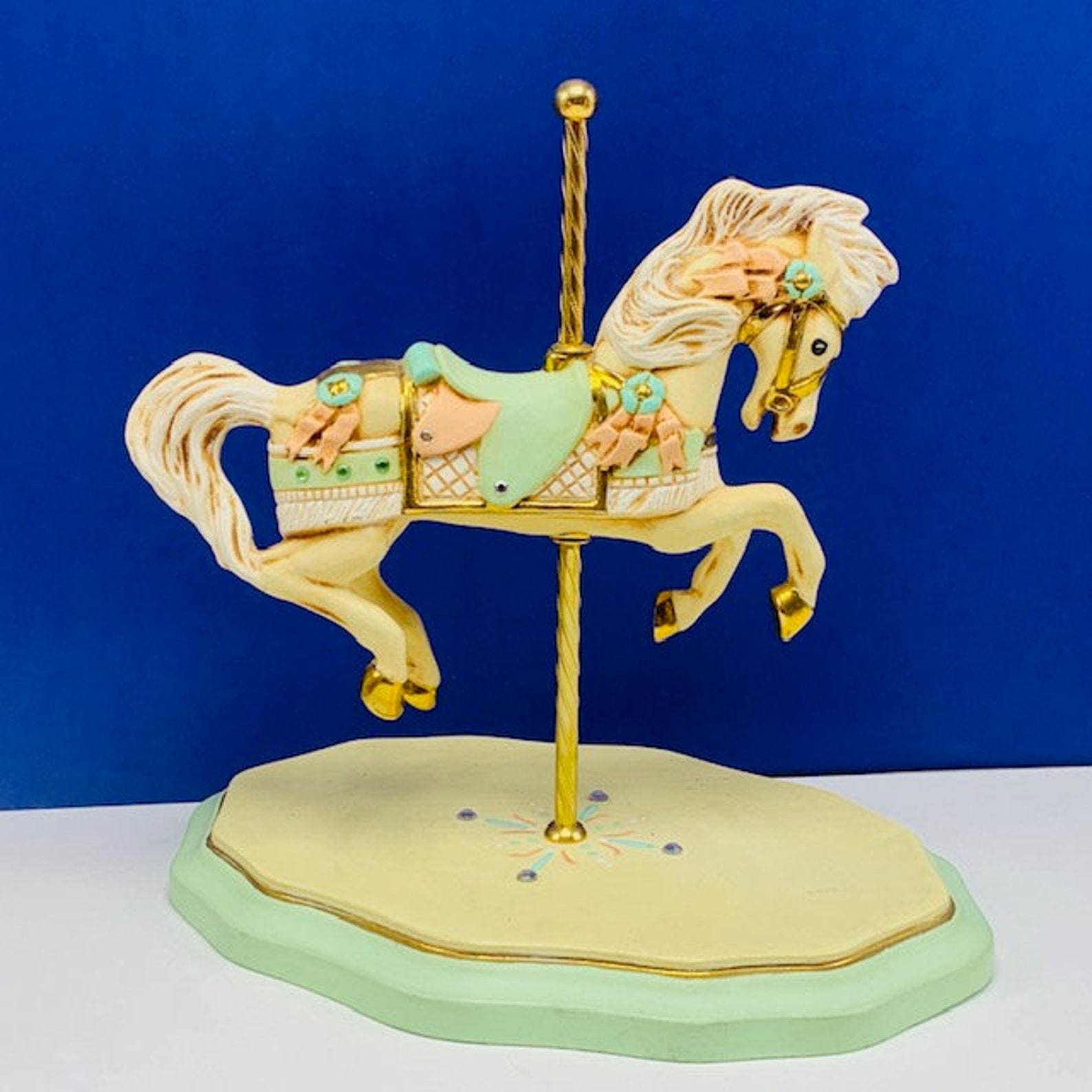 CAROUSEL HORSE FIGURINE Signed Vintage Carnival Circus Statue Etsy