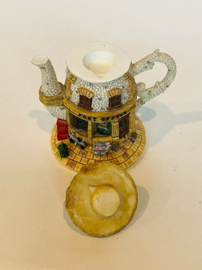 Hometown Teapot Cottage House Figurine Tea Pot Home Town Post Etsy