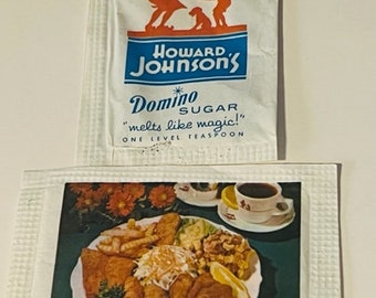 Domino Sugar Packet pubblicità vintage carta effimera memorabilia segno motel hotel ristorante café Inn diner Howard Johnsons piatto di cibo 2
