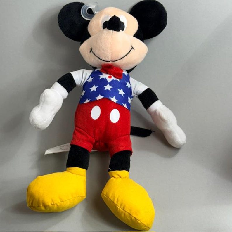 Vintage Walt Disney Parks pluche knuffeldier Mickey Mouse VS 4 juli Sterren afbeelding 1
