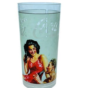 Coca Cola Drinking Glass mug cup Coke Soda Pop vtg advertising beach plastic usa