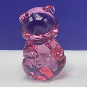 FENTON TEDDY BEAR vintage birthday glass figurine sculpture statue opalescent irredescent vtg retired original milk white pink rose necklace