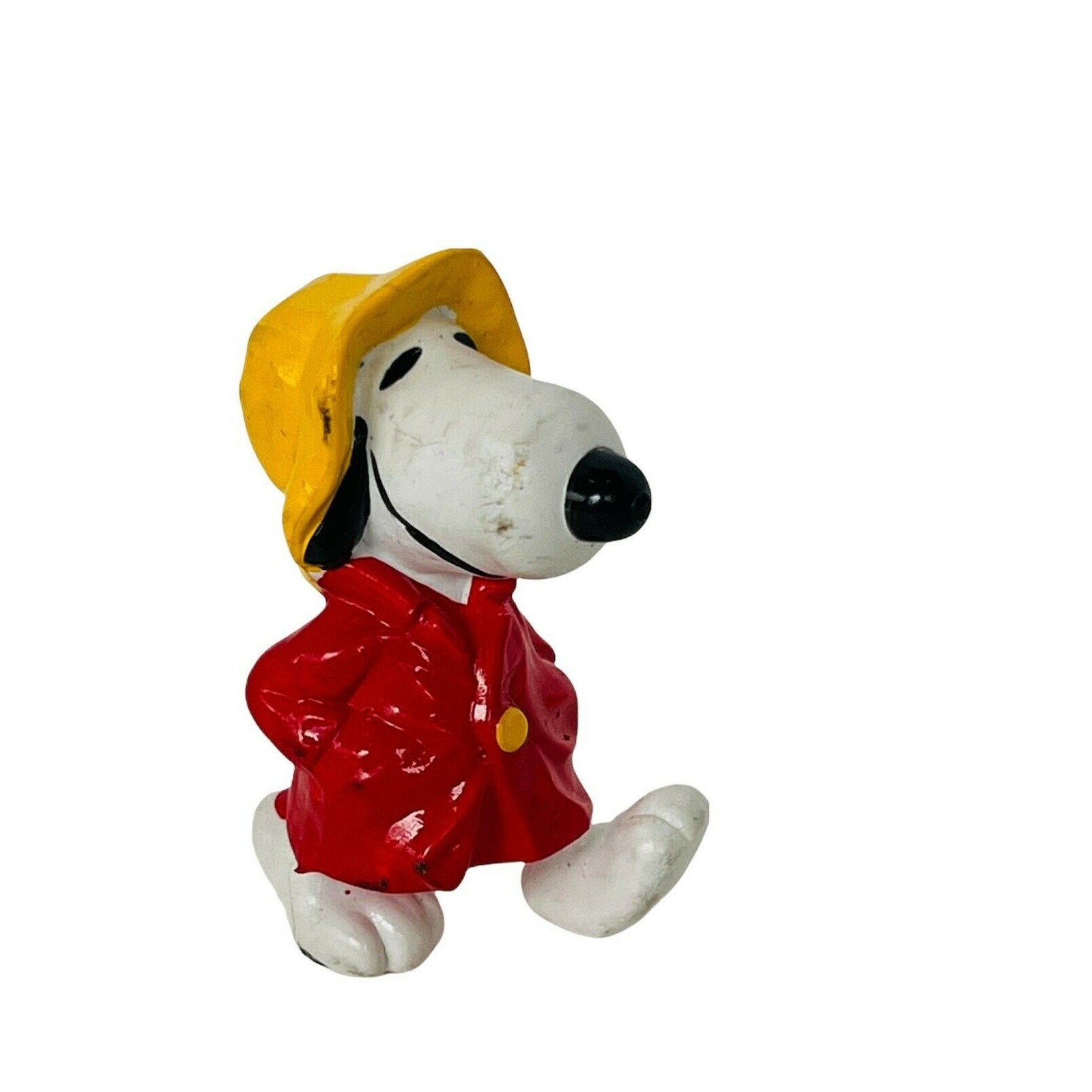 Snoopy Figure 1966 United Feature Toy Peanuts Charlie Brown Rubber Rain  Coat Hat 