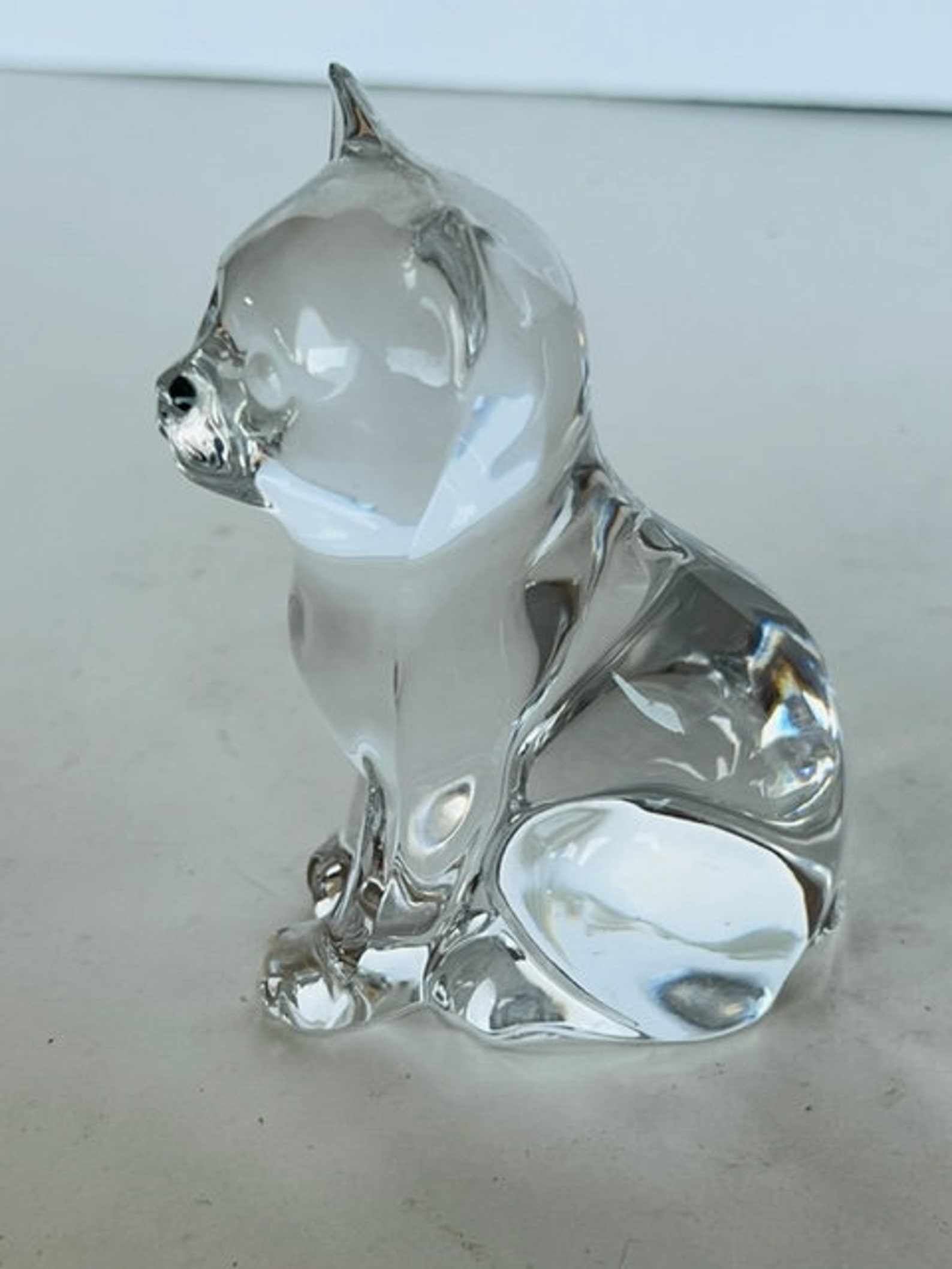Cat Kitten Figurine Sculpture Vtg Glass Crystal Paperweight - Etsy