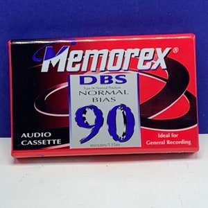 BLANK CASSETTE TAPE Memorex dbs 90 minute normal bias vintage media electronics audio music general recording new old stock factory sealed