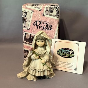 Vintage Pretty Picture Figurine Enesco Kim Anderson Box Gift Promises Love Bride