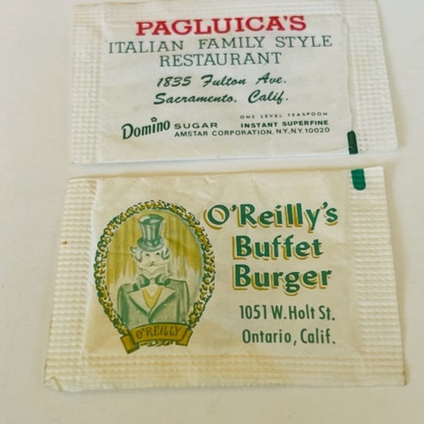 C and H Sugar Packet advertising vintage ephemera diner memorabilia Sign CH motel hotel California CA mixed lot Pagluica's Circus O'Reilly's