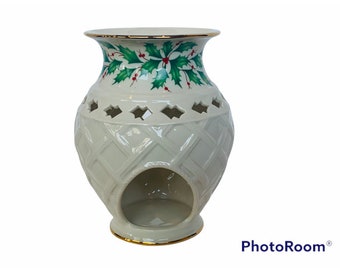 Lenox Candle Holder Christmas Holiday Dimensiones portavelas estatuilla muérdago vintage decoración de regalo porcelana