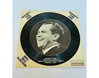 Richard Nixon's The One excerpts nomination speech 1968 vtg 7X7 cardboard record Nixon AC1
