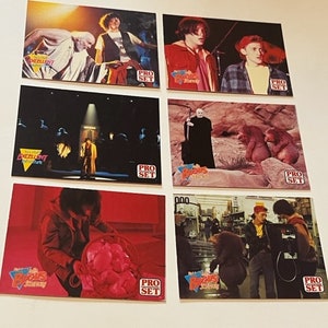 Excelente aventura de Bill e Ted Bogus Journey lote cartas colecionáveis 1991 Pro Set vintage Keanu Reeves George Carlin arte efêmera vtg mista 4