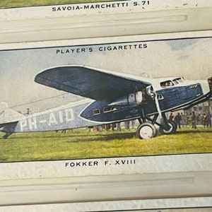 Airplane Tobacco Trading Card John Players Sons Aeroplane Civil Fokker plane jet