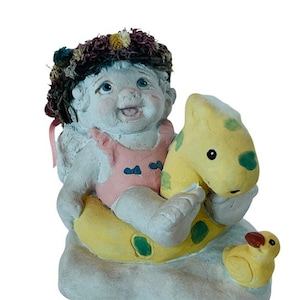 Dreamsicles Figurine Kristin signed Cast Art Stone Angel Cherub floatie floaty giraffe