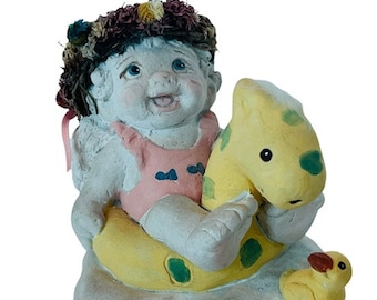 Dreamsicles Figurine Kristin signed Cast Art Stone Angel Cherub floatie floaty giraffe