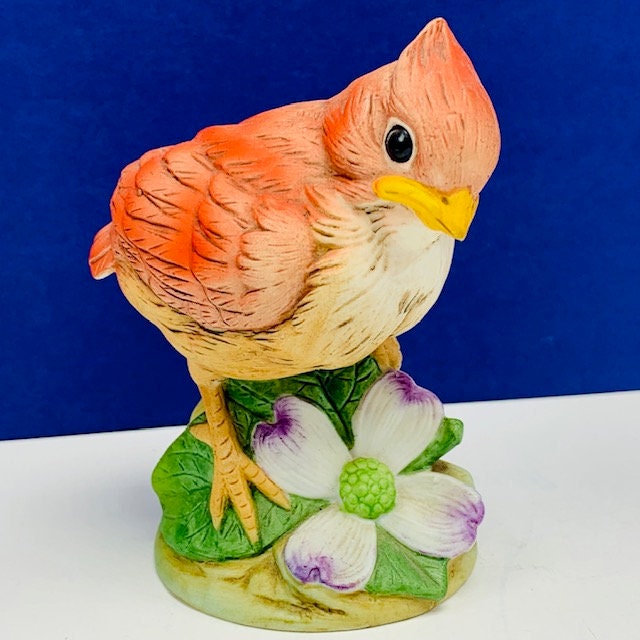 ANDREA SADEK BIRD Figurine Statue Porcelain Sculpture Cardinal Baby Chic  Japan 6350 Flower Violet Floral -  Israel