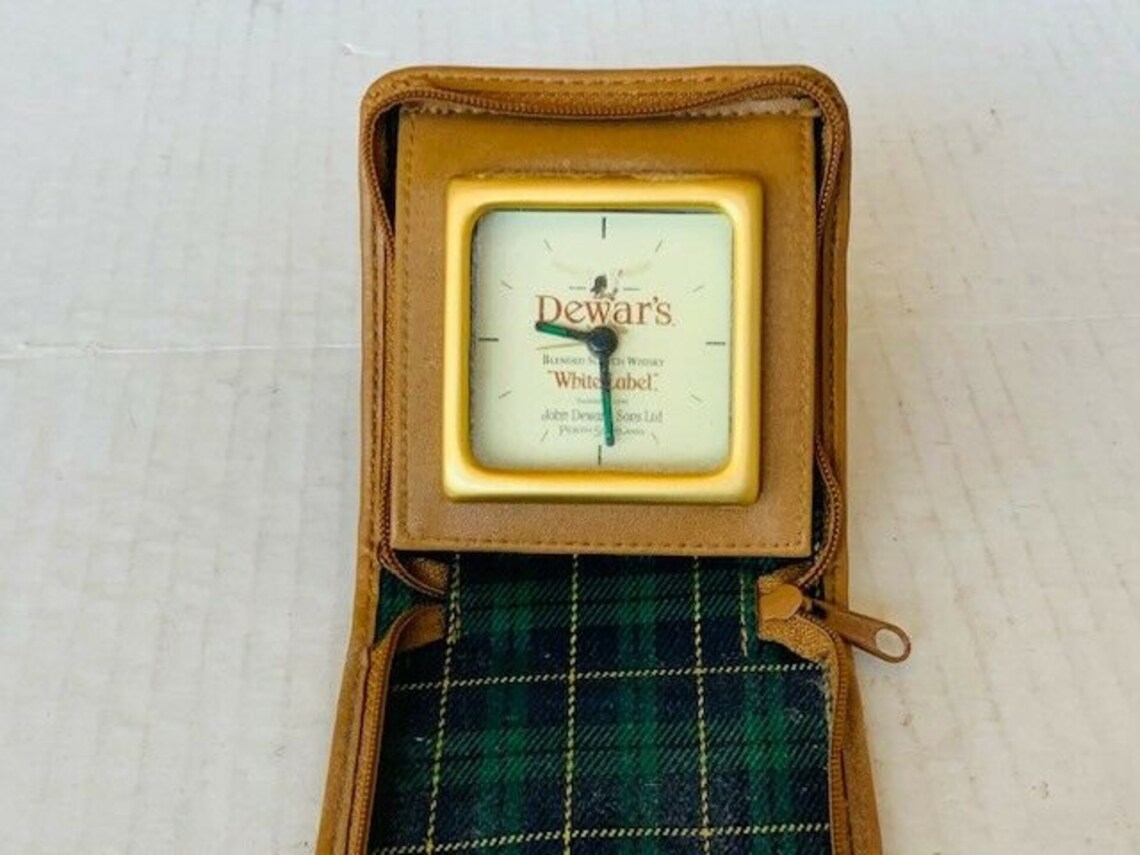 Dewars Pocket watch clock Perth Scotland alarm pouch white Etsy