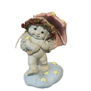 Dreamsicles Figurine Kristin signed Cast Art Stone Angel Cherub umbrella parasol
