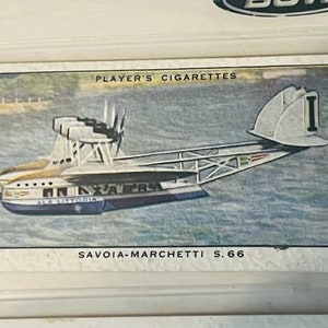 Airplane Tobacco Trading Card John Players Sons Aeroplane Civil Savoia Marchetti jet plane aircraft