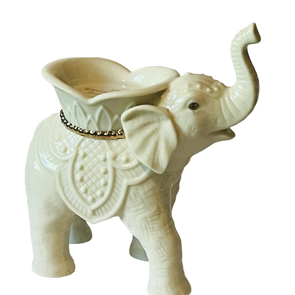 Lenox Jewels Elephant Figurine Pachyderm Gift Trunk Up tealight candle holder