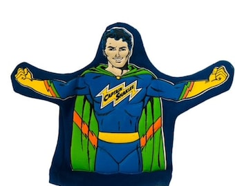 Captain Shaklee Handpuppe Handschuh Superheld Blau Superheld 1970er Jahre Werbung Vtg Bolzen AL1