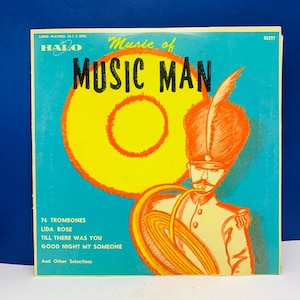 VINYL RECORD VINTAGE 33 rpm music album lp vtg cover sleeve mcm 12 inch 12&quot; The Music Man 76 trombones lida rose robert preston