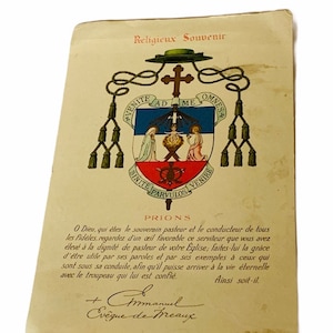 HOLY PRAYER CARD vintage Catholic Christian Jesus Mary paper antique ephemera church gift decor 1935 Germany WW1 Religieux Souvenir prions