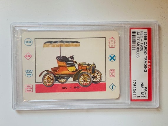 Buy Planes Trains Ships Cars Automobiles Trading Collectors Card 1958 Cardo  Trading Leaf Guild Graded Mint PSA 8 Reo 1905 Gas Buggy Online in India -  Etsy