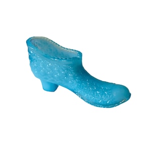 Fenton Glass Boot Shoe Heel Slipper figurine Boyds Westmoreland Milk Blue White