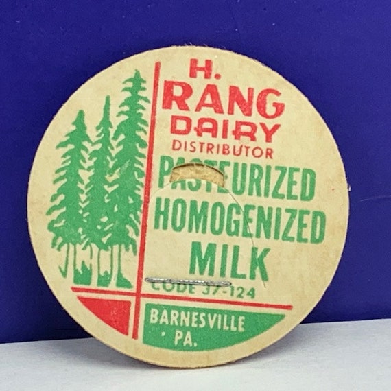MILK BOTTLE CAP vintage dairy pasteurized farm advertising vtg cow pog 1930s ephemera paper Boylans bar Bozeman Montana Mt mountains usa