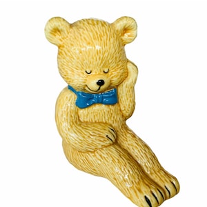 DANBURY MINT FIGURINE Teddy Bear Collection retired limited edition sculpture anthropomorphic decor gift fine bone china blue bow sleeping