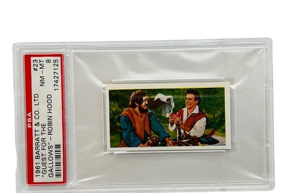 Robin Hood Trading Card 1961 Barratt Tobacco Collectible Ephemera Graded  Slabbed PSA 8 Near Mint London England Guest Gallows Little John