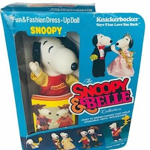 Snoopy Belle Doll Toy Figure 1965 Knickerbocker Peanuts gang vintage nib box original red baron flying ace vinyl plastic resin figurine BM3