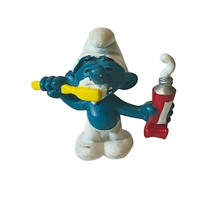 Smurfs vtg toy figure Peyo Schleich W Germany miniature 1979 Toothbrush Paste