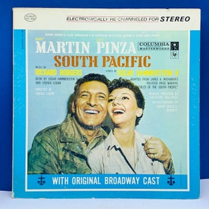 VINYL RECORD VINTAGE 33 rpm music album lp vtg with cover sleeve mcm 12 inch 12&quot; South Pacific original broadway cast Richard Rodgers