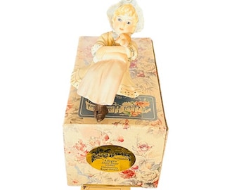 Jan Hagara assinado porcelana estatueta boneca escultura nib caixa vintage antropomórfica Royal Orleans presente decoração Allegra Shelf Sitter