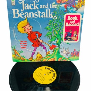 DISCO DE VINIL VINTAGE 33 rpm álbum de música lp vtg mcm 12 polegadas 12 &quot;capa capa década de 1960 Walt Disney Disneyland crianças canções infantis Jack Beanstalk