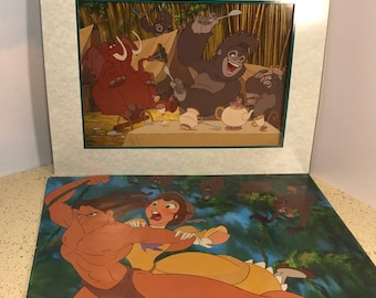 WALT DISNEY LITHOGRAPH vintage picture poster litho 14X11 collectible for framing commemorative exclusive Tarzan ape man monkeys